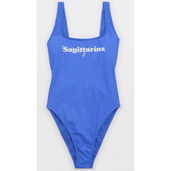 Aerie Astrology Sagittarius Babewatch‎ Cheekiest Blue One Piece Swimsuit Small - Picture 1 of 7